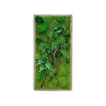 Red Bark Branch Moss & Ferns Plant Painting Handmade 12” x 24”