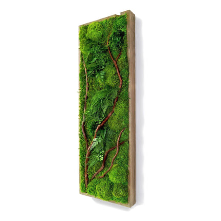 Handmade 36” x 12” Red Branch Moss & Ferns Plant Painting