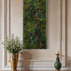 Curly Vine Moss & Ferns Plant Painting Handmade 40” x 18”