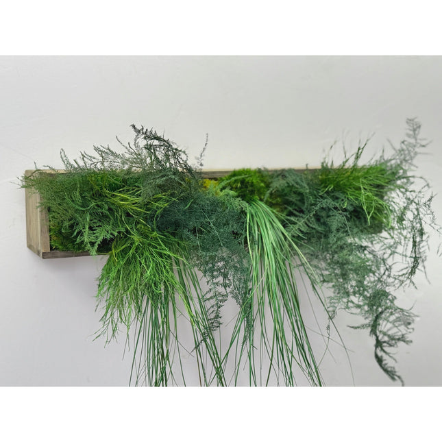 Hanging Wooden Planter with Preserved Moss and Ferns Handmade 20"