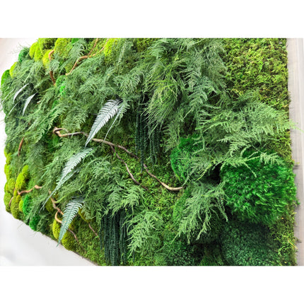 Natural Branch Moss & Ferns Plant Painting Handmade 68” x 33”