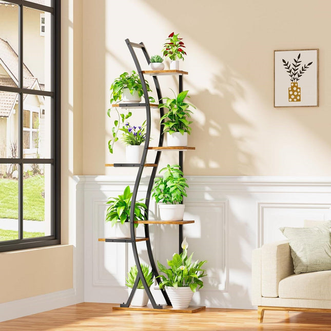 63-inch Tall Modern 6-Shelf Indoor Plant Stand Shelving Unit - with Grow Lights