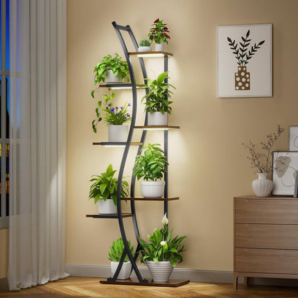 63-inch Tall Modern 6-Shelf Indoor Plant Stand Shelving Unit - with Grow Lights