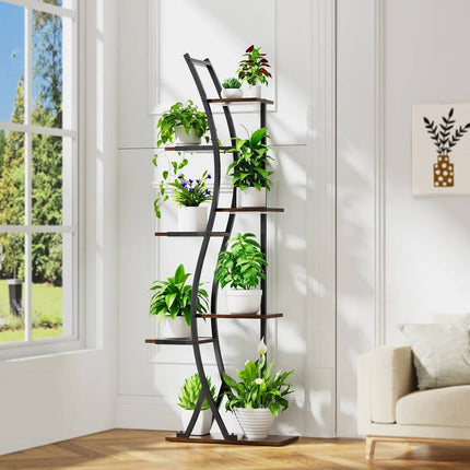 63-inch Tall Modern 6-Shelf Indoor Plant Stand Shelving Unit - with Grow Lights