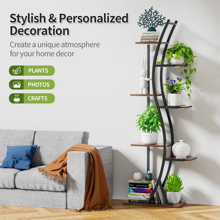 63-inch Tall Modern 6-Shelf Indoor Plant Stand Shelving Unit - with Grow Lights