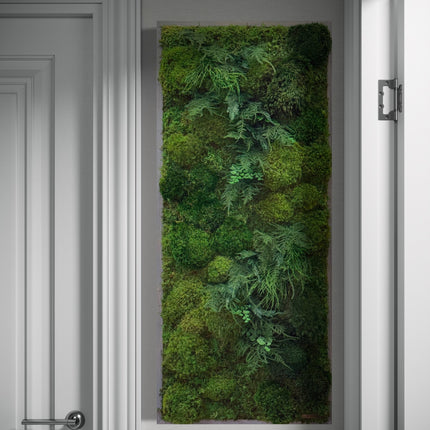 High-Profile Moss & Ferns Plant Painting Handmade 40” x 18”