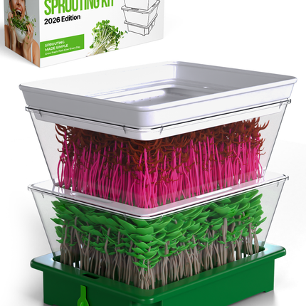 ZESTIGREENS Tiered Sprouting Kit with Drain Spout – Stackable Seed Sprouter Trays for Growing Fresh Sprouts at Home – BPA-Free, Easy Rinse & Drain System