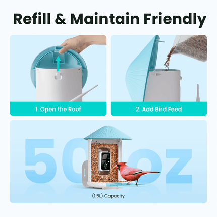 Birdfy Feeder with Solar Panel - Solar-Powered Smart Bird Feeder with Camera