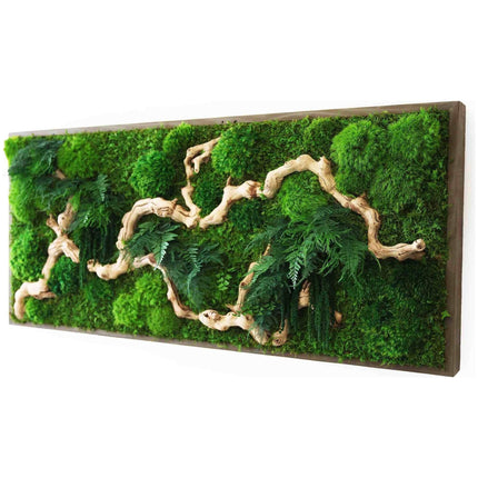 Sandwood Branch Moss & Ferns Plant Painting Handmade 40” x 18”