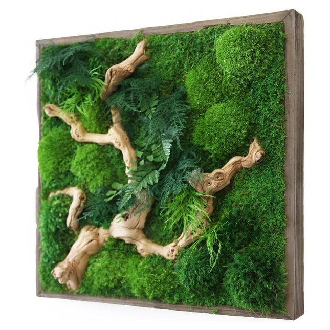 Sandwood Branch Moss & Ferns Plant Painting Handmade 24” x 24”