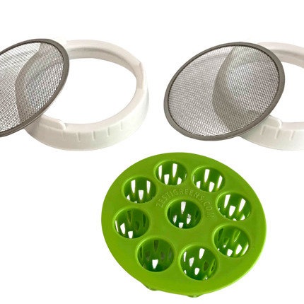 Sprouting Lids & Green Onion Regrower for Wide Mouth Mason Jars. Sprouts Growing Kit for Bean Sprouts, Broccoli Organic Sprouts
